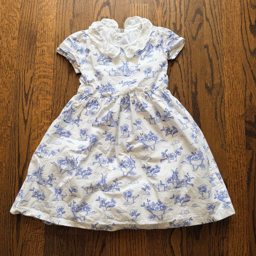 Gymboree Easter Bunny Spring Lined Preppy Fancy Collared Dress - 5T